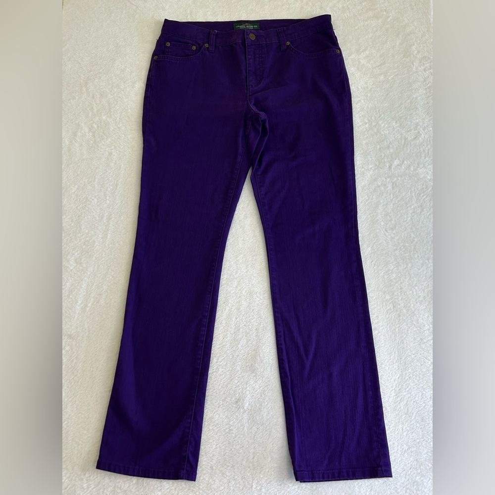 Ralph Lauren Women's Jeans Size 8 Purple Denim Modern Straight Leg Stretch